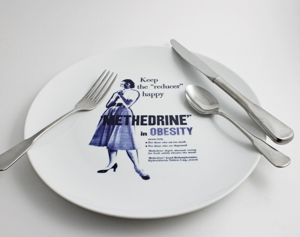 1950's Housewife Dinner Plate with Diet Pill Advertisement