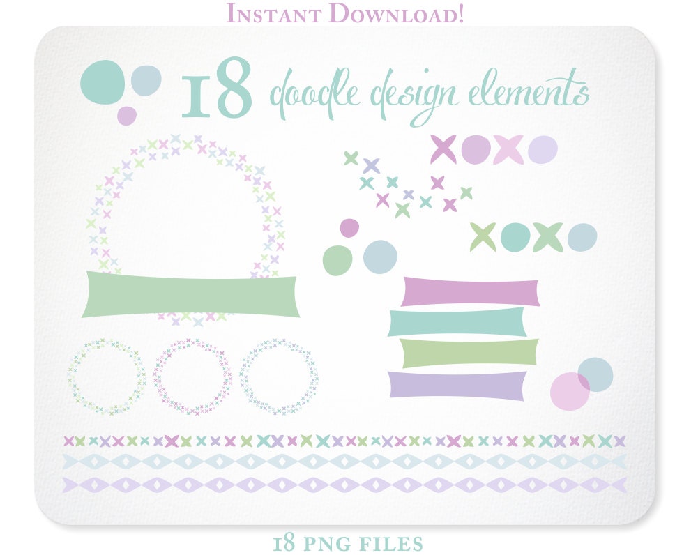 Purple, Green, & Teal Dashes and Dots Design Elements in - Borders - Set 1  Instant Download - Free Clipart w order