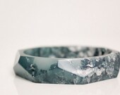 overcast blue with silver flakes eco resin faceted bracelet bangle
