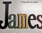 Nursery Wood Letters "James" or Any Letters of your Choice Wedding Baby Name Monogram Initials Alphabet Wooden Letter