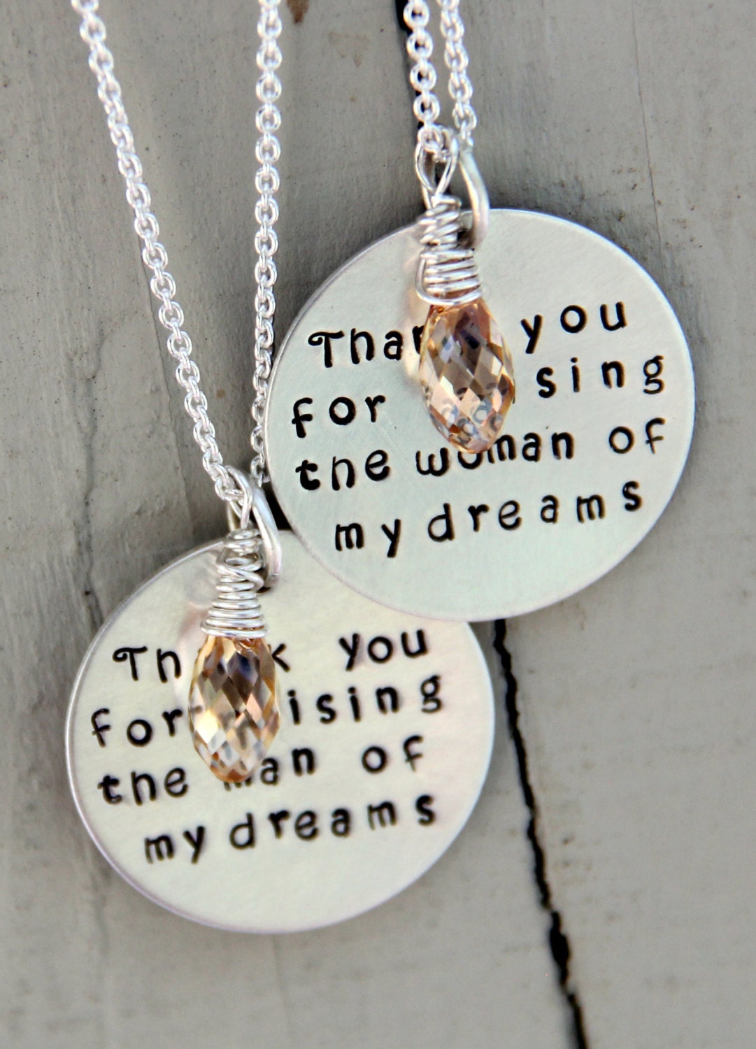 TWO Thank You For Raising the Woman of My Dreams, Man Of My Dreams, Duel For Mother in Laws, Mother of the Bride, Mother of the Groom.