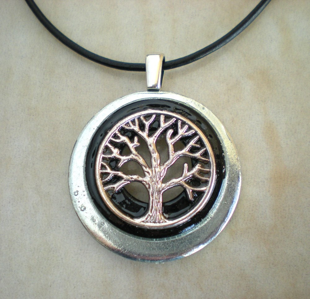 Tree of Life Necklace: Black - Tree Jewelry - Celtic Jewelry - Upcycled Jewelry - Fathers Day - Men's Necklace - Men's Jewelry