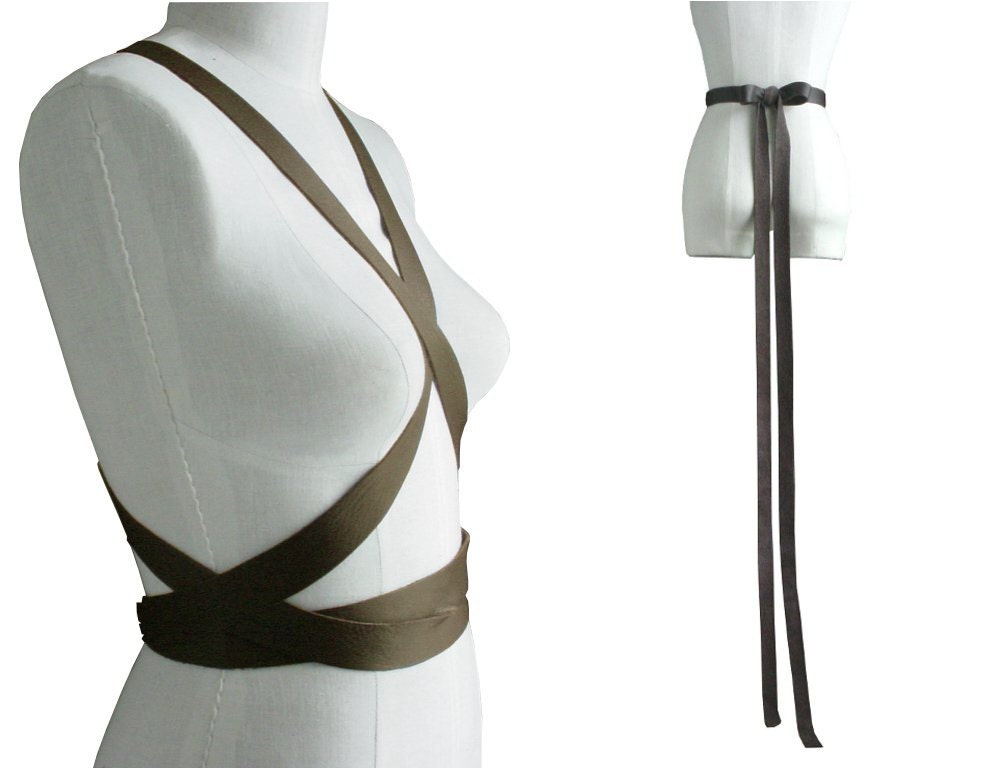 Extra Long Bow Belt or Harness Dark Brown Leather Wrapping Strap Belt, only 1