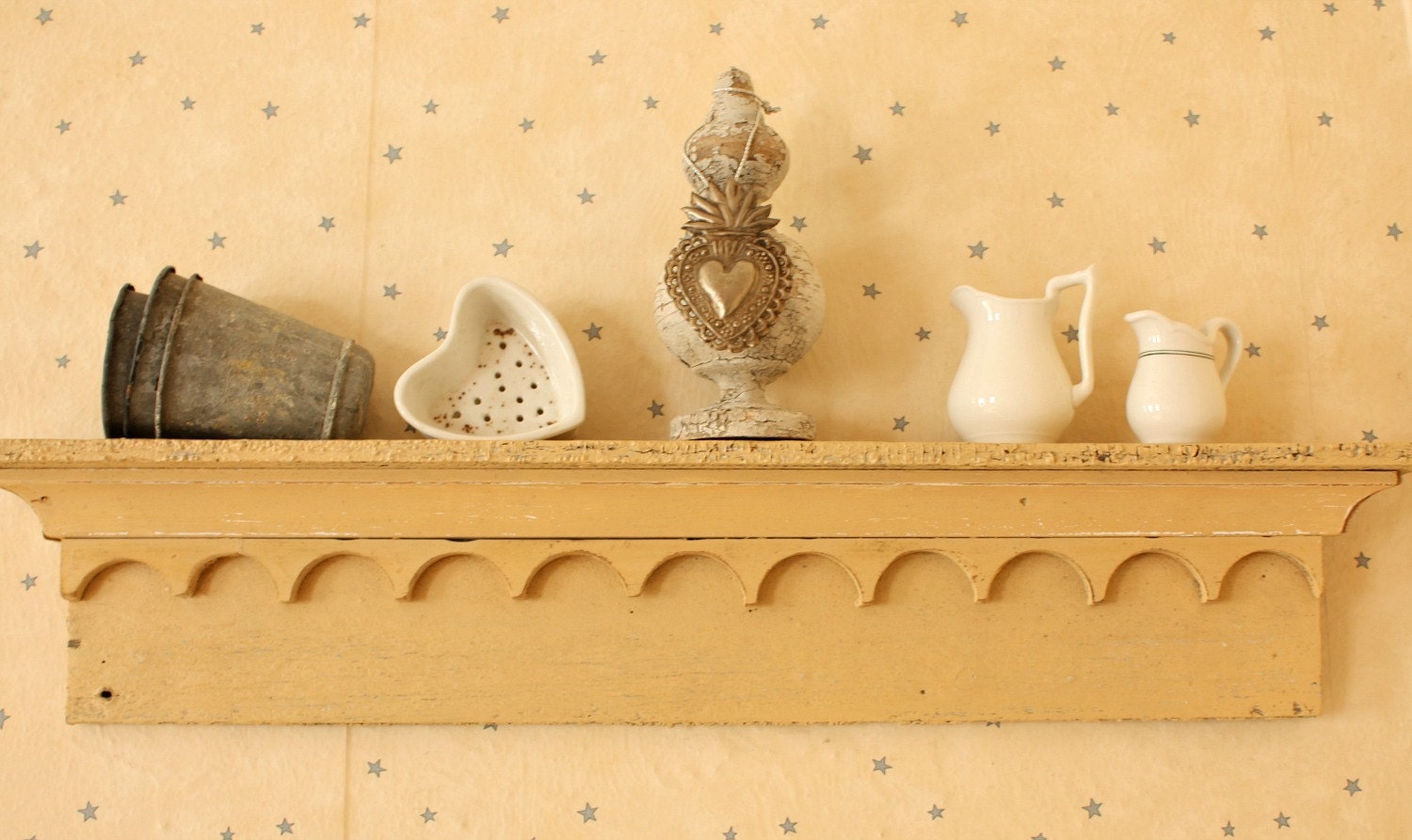Antique Chippy Architectural Scalloped Shelf SO Cute