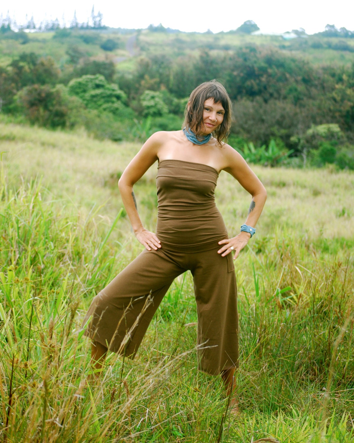 Yoga Pants for Women - Palazzo - Capri - Coffee Brown - Eco Friendly - Organic Clothing