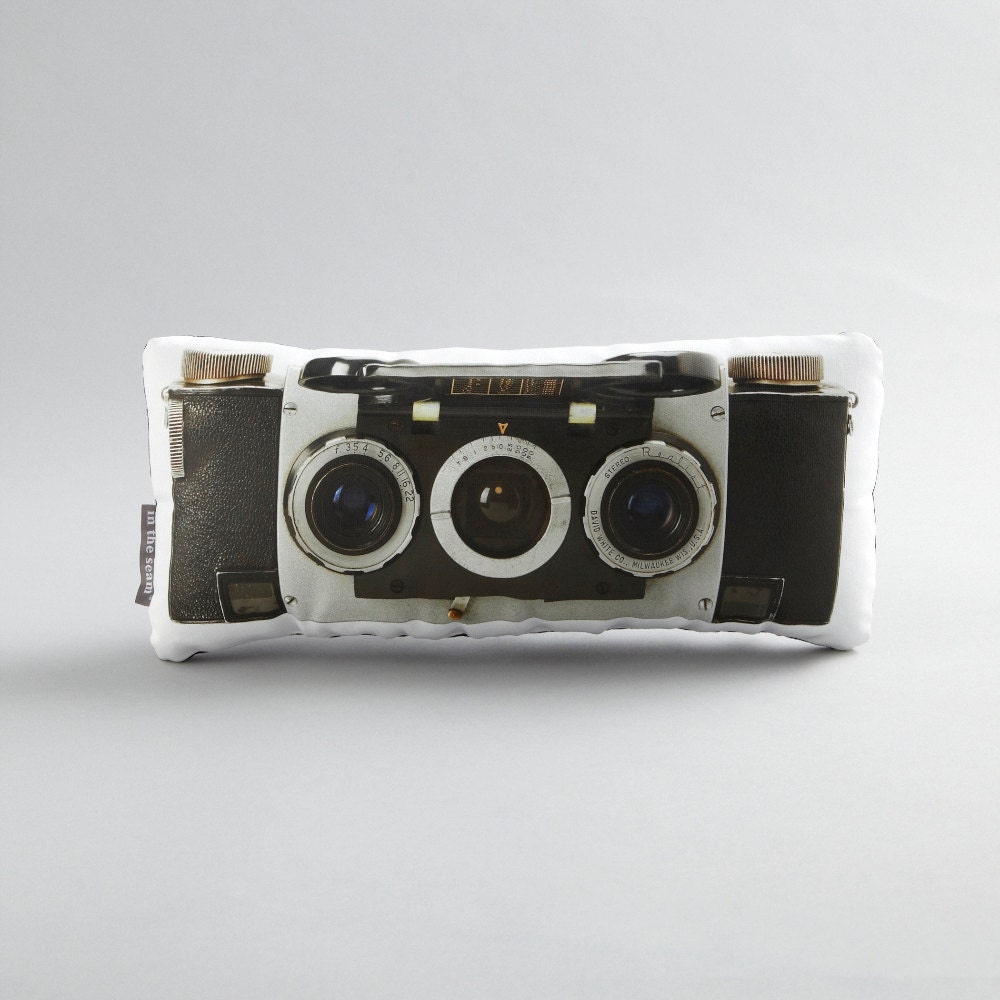 Stereo 3D Camera Canvas Printed Pillow SMALL
