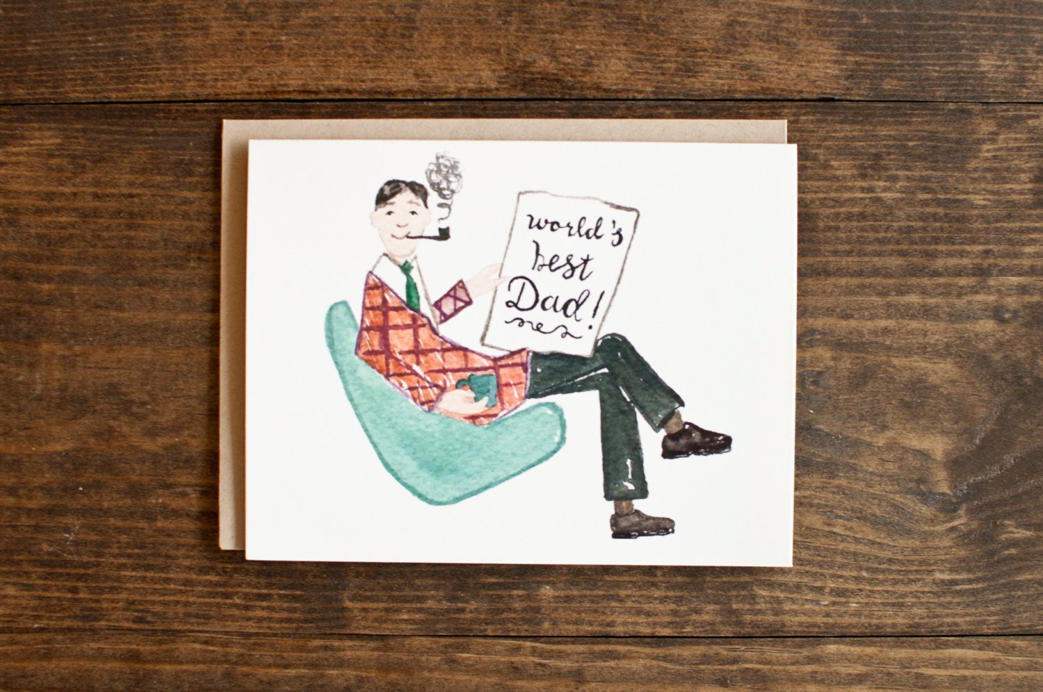 World's best dad card for fathers day, fathers day card dad card retro illustrated hand lettered