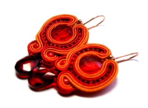 fire -  soutache earrings  free shipping