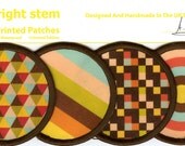 4 sew on patches cloth badges vintage accessories retro design multicoloured patterns