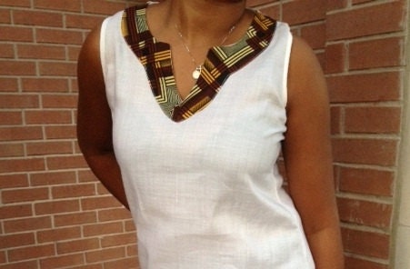 African Print Cotton Mix Top