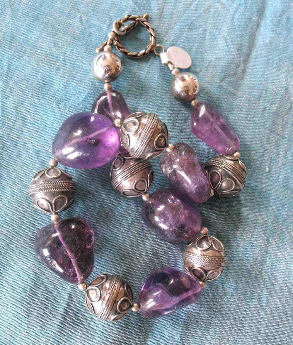 Natural Amethysts and spectacular sterling silver Necklace