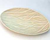 Carved porcelain yellow peach oval tray for jewelry or food