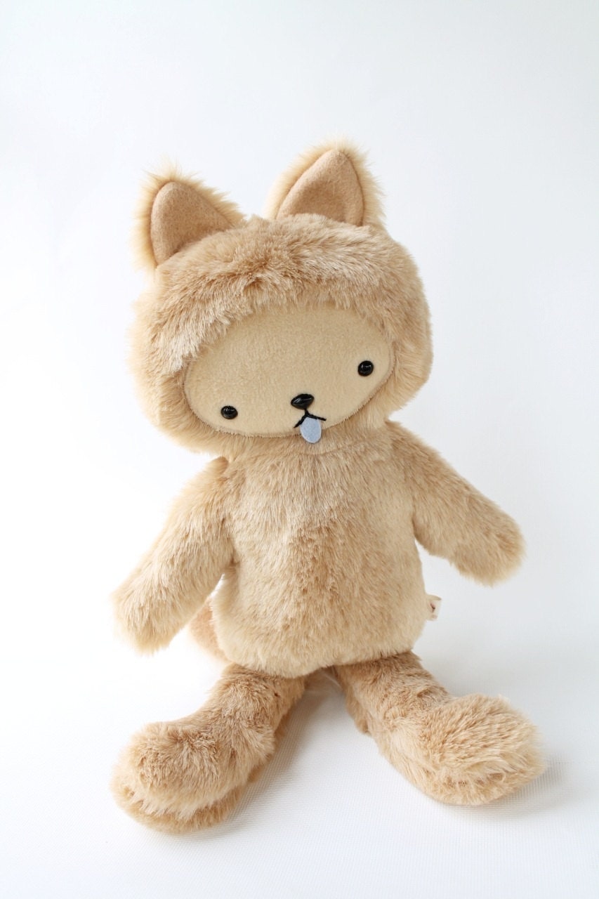 Kawaii Chow Chow Puppy Dog Plushie Tan Caramel Faux Fur Large KEIRA