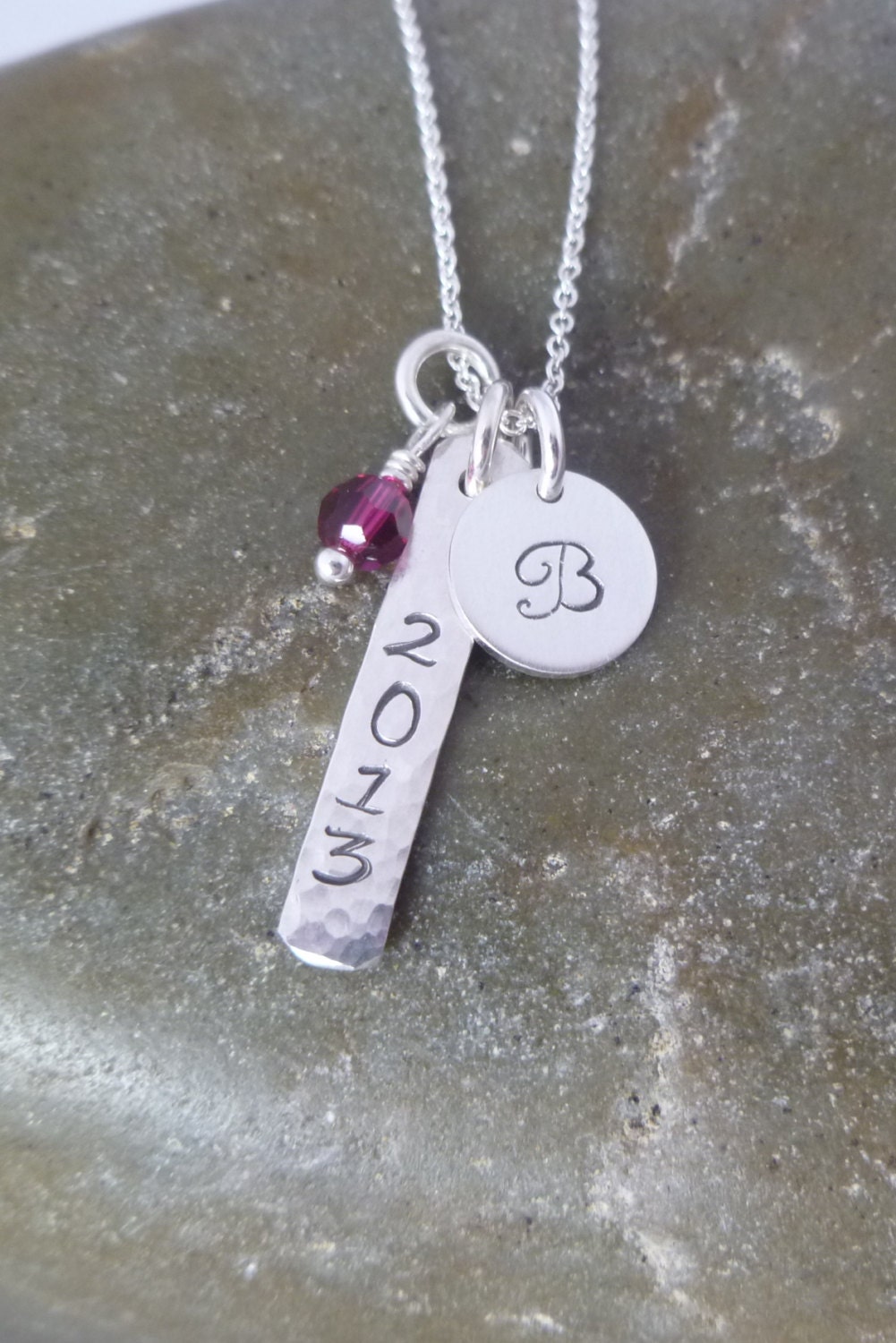 Graduation Necklace  - Class of 2013 - Senior Necklace - Hand Stamped Sterling Silver Charm - Initial Disc -Pearl or Crystal - 2013 Bar