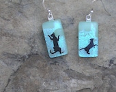 Cat Earrings  Dichroic Glass Earrings  Cat Jewelry