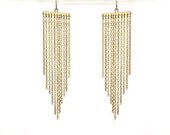 Long tassel earrings. Chevron triangle chain earrings 18k gold plated jewelry, long gold earrings
