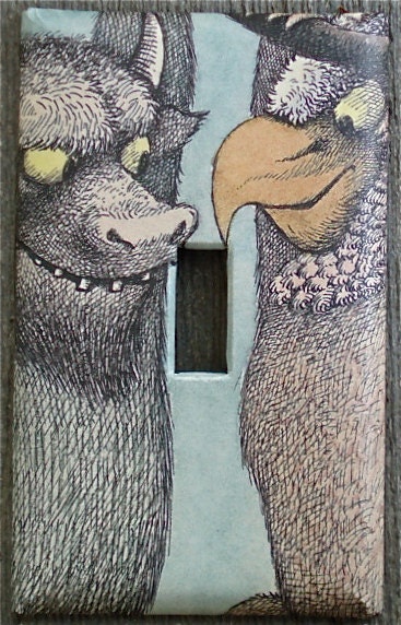 Where the Wild Things Are Light Switch Plate / Upcycled / Recycled