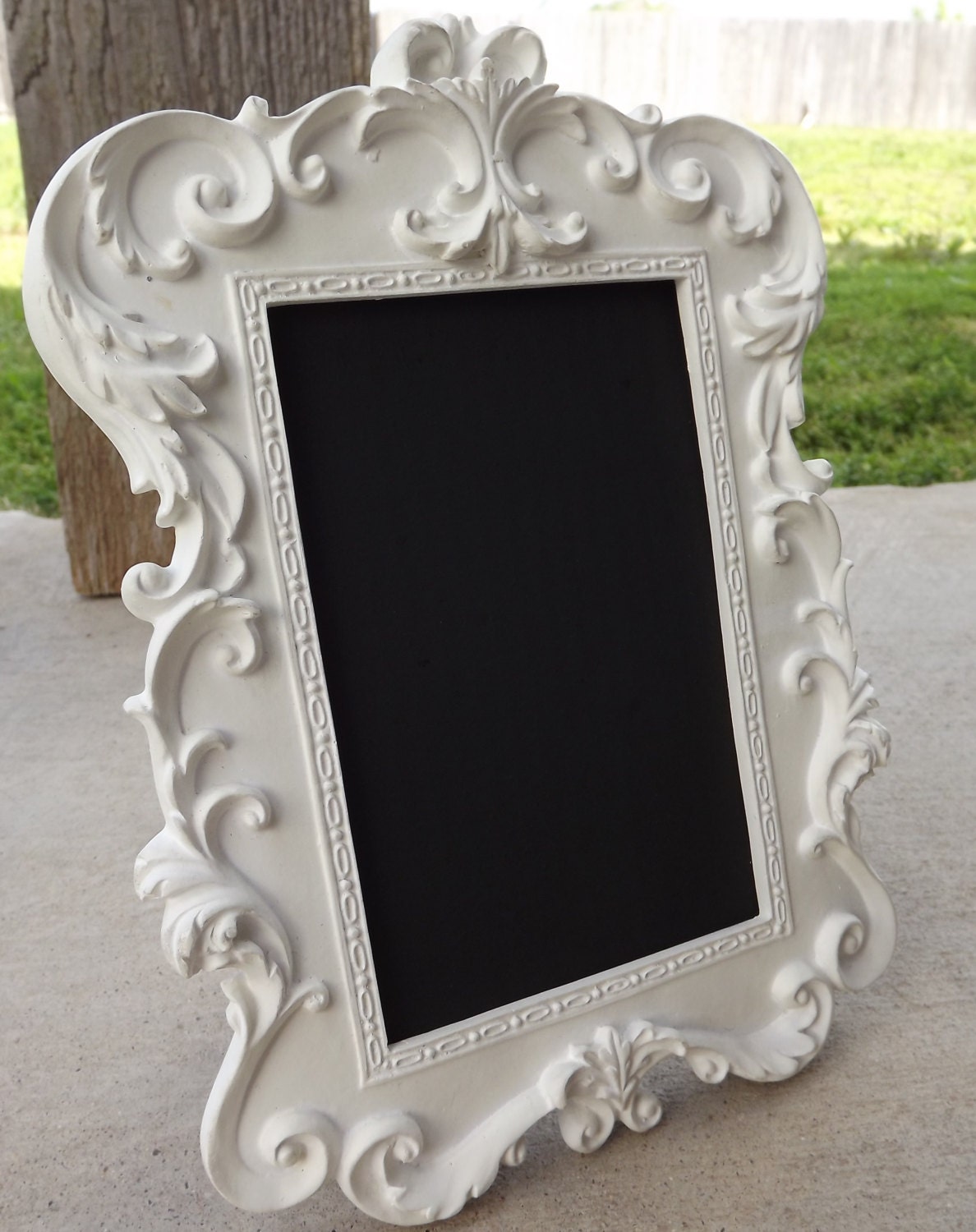 WHITE CHALKBOARD Framed White Chalk board Vintage Style Frame Wedding Table NUMBERS Place Cards Name Cards Candy Bar or Nursery Decor