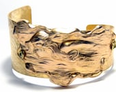 Mermaid Goddess Brass Cuff Bracelet Asymmetrical Hammered