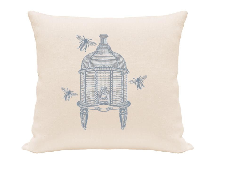 Vintage bee hive Pillow Cover, Green and Ivory, Customize Pillows, Throw Pillows, Accent Pillows, Pillow Cover