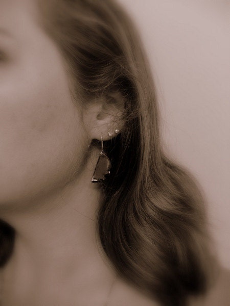 Enamel earrings yellow orange dangle drop summer jewelry fashion halfmoons by Alery