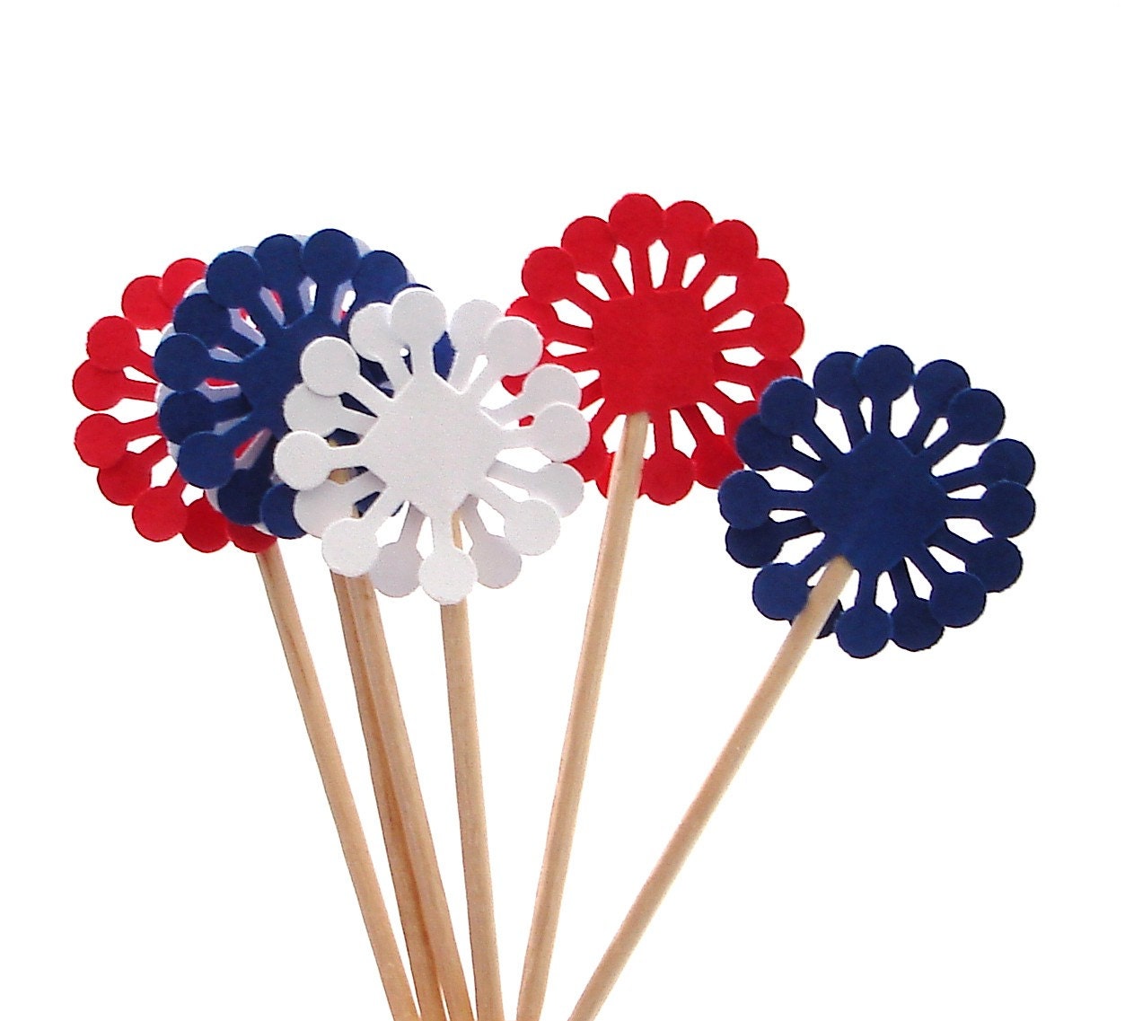 24 Fourth of July Star Square Asterisk Party Picks, Cupcake Toppers, Food Picks, Sandwich Picks, Toothpicks - No982
