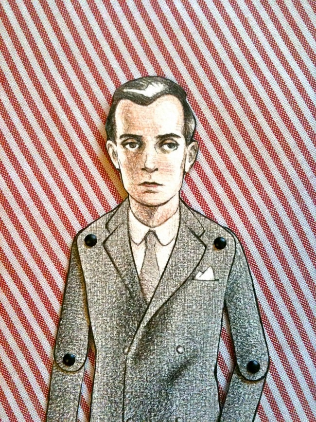 Buster Keaton Articulated Paper Doll ORIGINAL colored pencil on watercolor paper