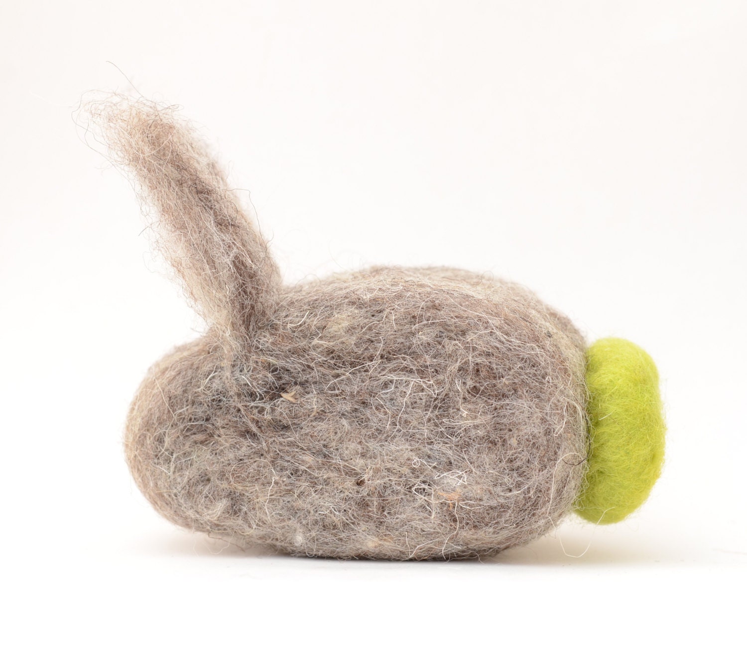 Needle Felted Rabbit grey green chartreuse lime natural easter spring decor eco friendly