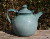 Miniature Pottery Teapot Aqua Glaze Seagrove, NC