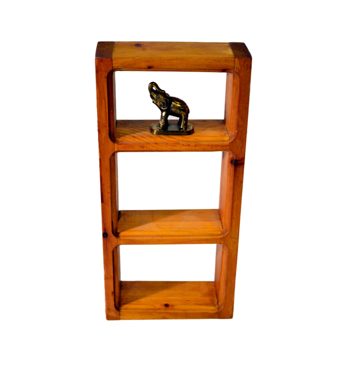 Minimalistic Three Shelf SHADOW Box Solid Natural Wooden Rustic Wall Shelves Display