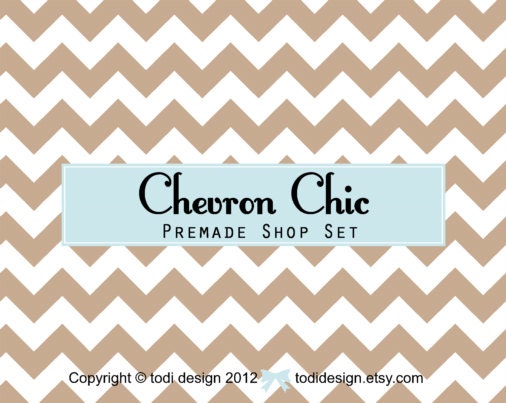 Aqua Chevron Chic - Premade Etsy Shop Banner set Il_170x135