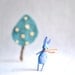 mini pocket bunny - blue miniature pastel felt rabbit by mountroyalmint