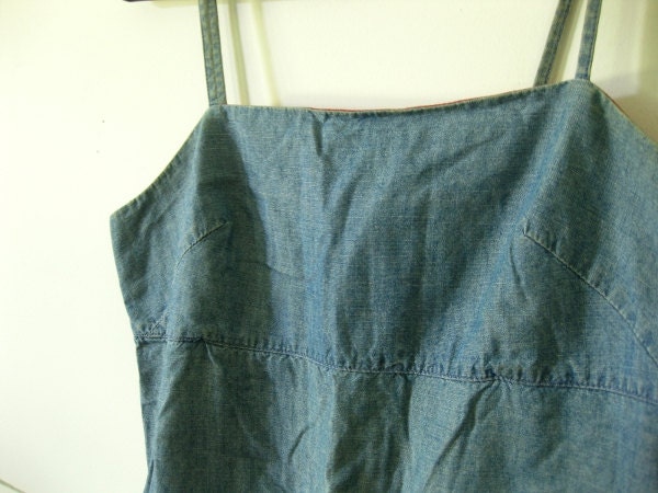 Vintage Chambray 90s Gap Sundress Size Small 4 Cotton Blue Denim