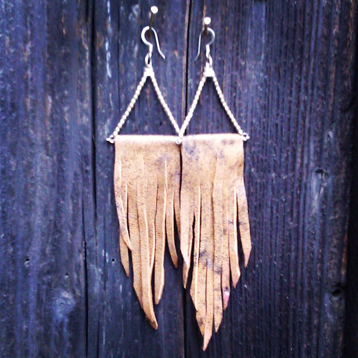 Leather fringe earrings