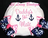 Personalized "DADDY'S FIRST MATE" Diaper Cover For Baby Girl or Toddler