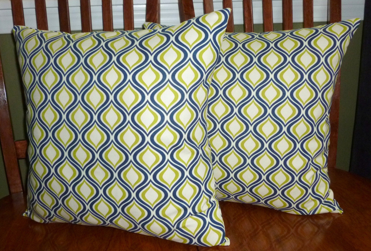 Decorative Accent Throw Pillow Covers - Navy and Green
