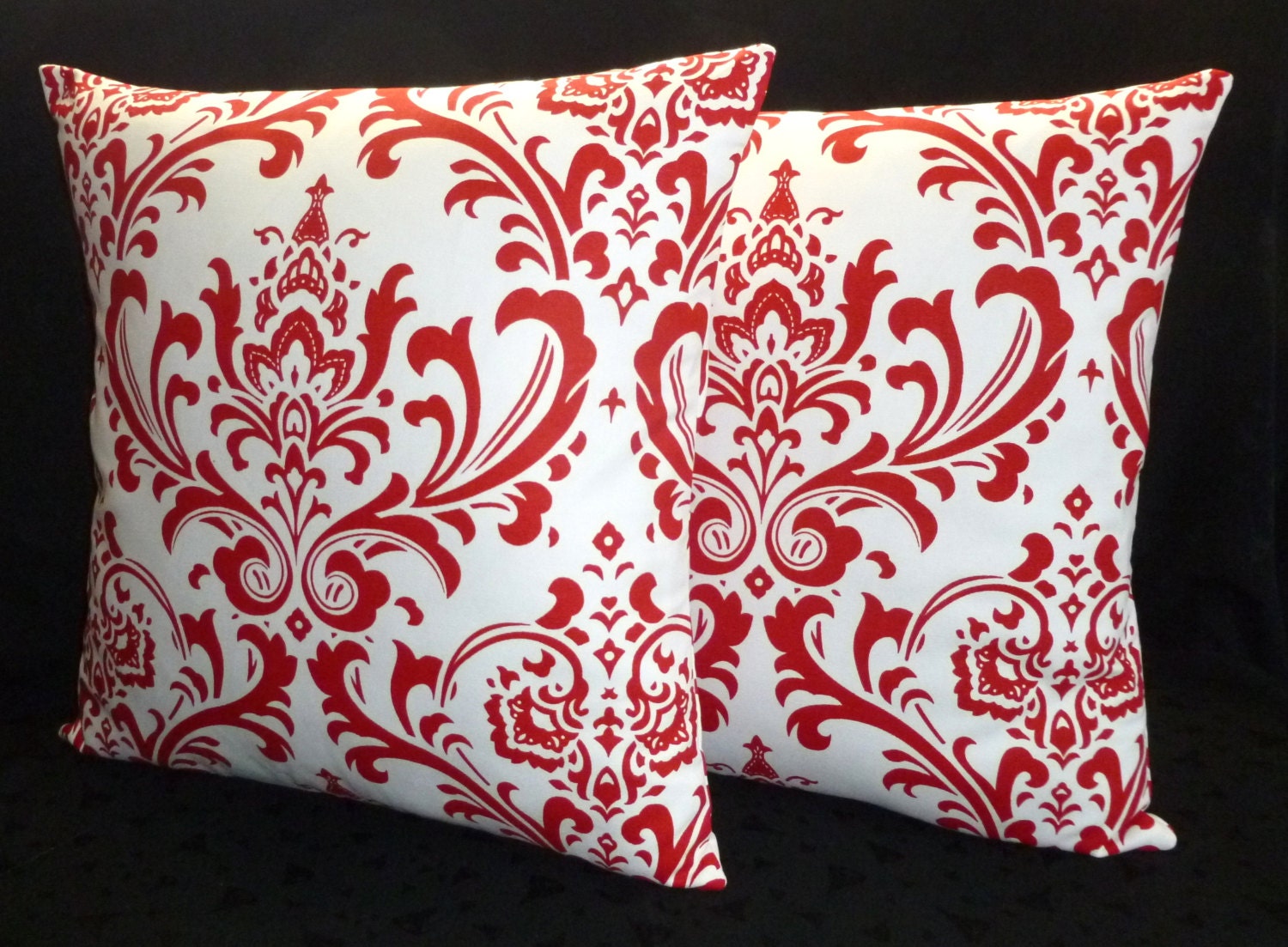 Decorative Accent Throw Pillow Covers - Two Red and White 18 Inch