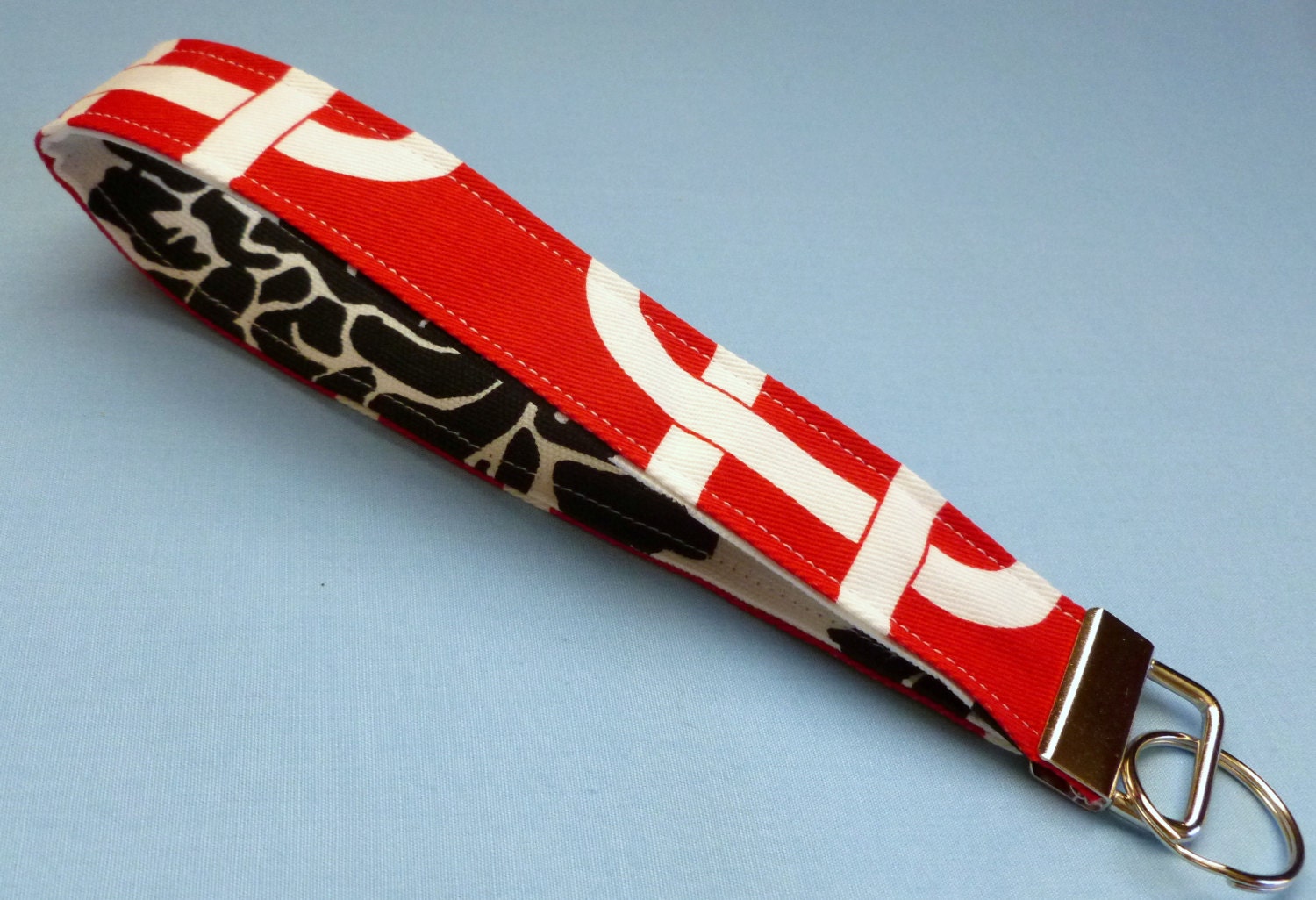 Wristlet Key Fob Red and White