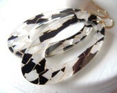 Black and White Earrings, Dangle, Oval Hoop Earrings, Retro, Go-Go Earrings, Acrylic, Mod, Gift for Her