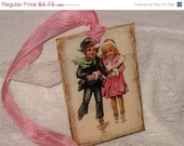 Memorial Day Sale Vintage Children Inspired Gift Tag Lets go Ice Skating  CHILD006 ECS