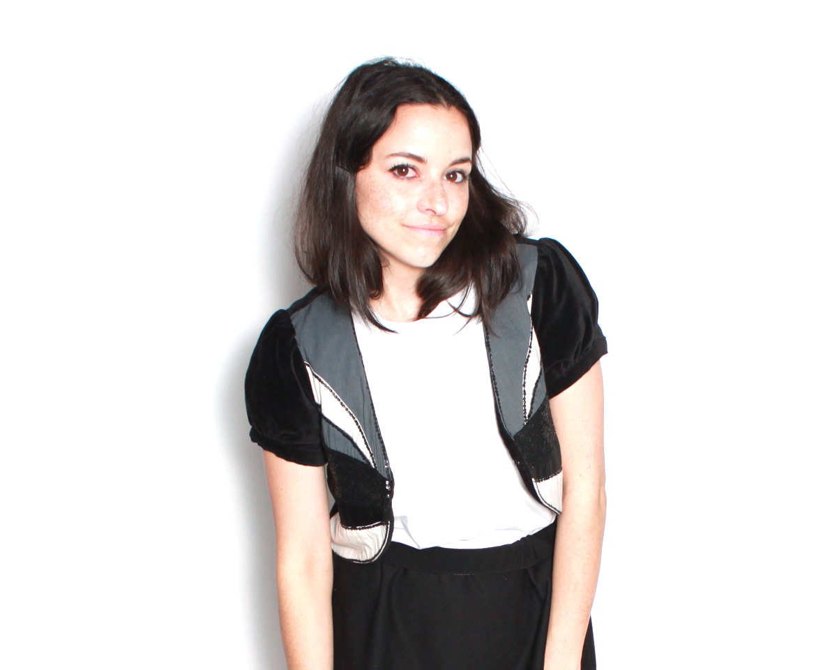Vintage Bolero Jacket Cropped Shrug - extra smal xs / small sm