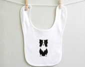 Organic cotton baby bib. Border Collie.