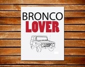 Black and White Linear Classic Bronco Lover Typography and Illustration Art Print