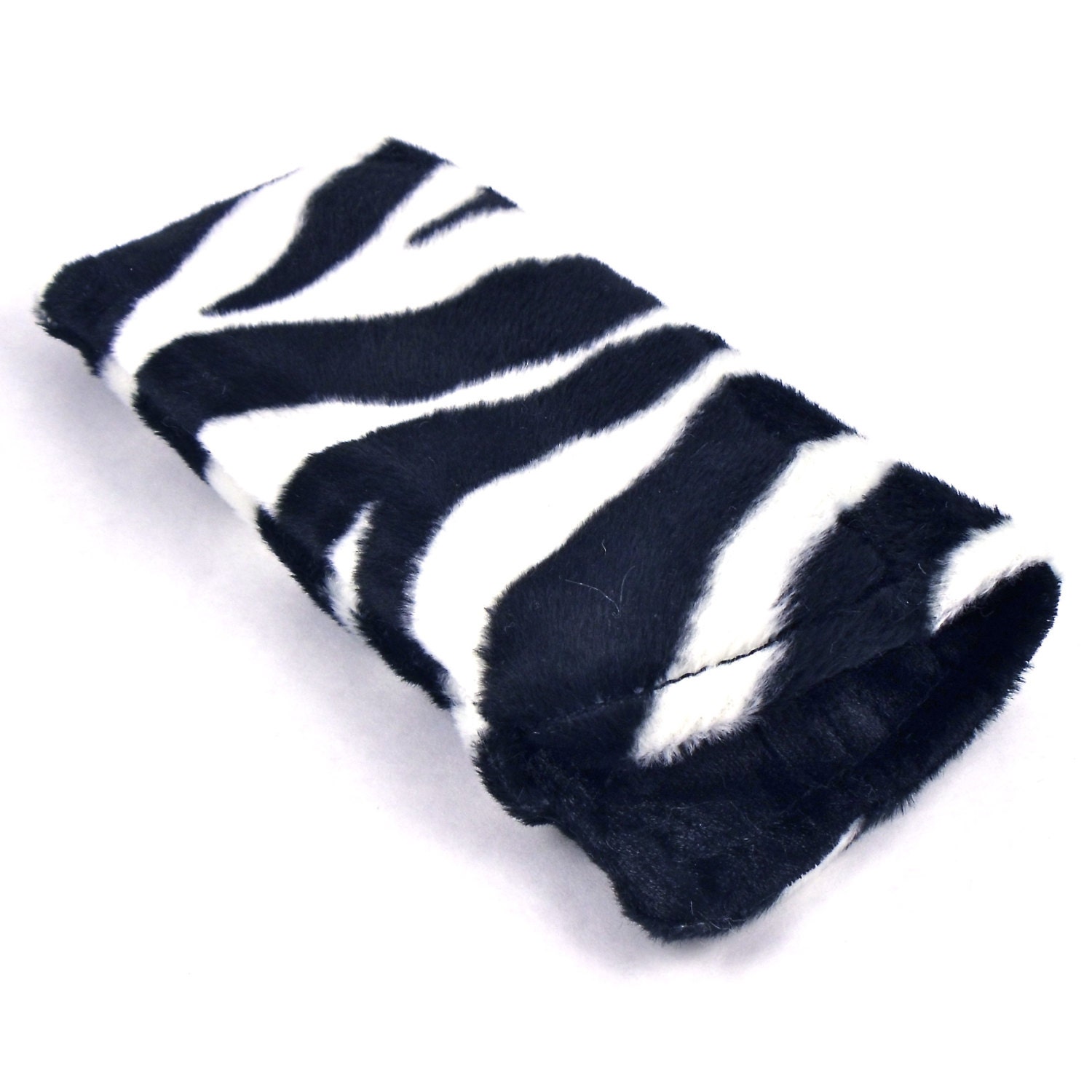 Sunglasses Case Zebra Animal Print Accessories Eyeglass Holder Glasses Pouch Black White Faux Fur - Made to Order
