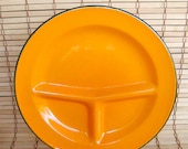 Vintage Orange Enamelware Divided Plate