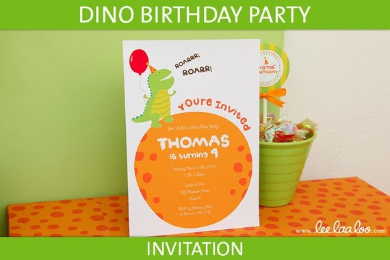 Dinosaur Birthday Party Invitation - PERSONALIZED PRINTABLE DIY // Dino Dot - BV2a1 Il_570xn