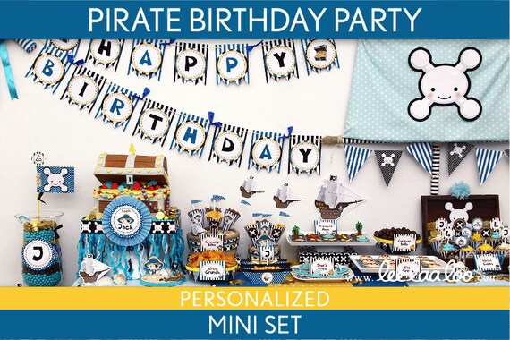 Pirate Birthday Party Package Collection Set Mini Personalized Printable // Pirate Boy Blue - B7Pz1 Il_570xn