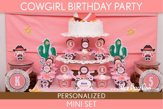 Cowgirl Birthday Party Package Collection Set Mini Personalized Printable // Cowgirl - B12Pz1 Il_570xn