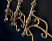 WALL COAT HOOKS / Antique Brass / Set of four / Art Decco Style / Ready to hang on Wall or Door / 8" long