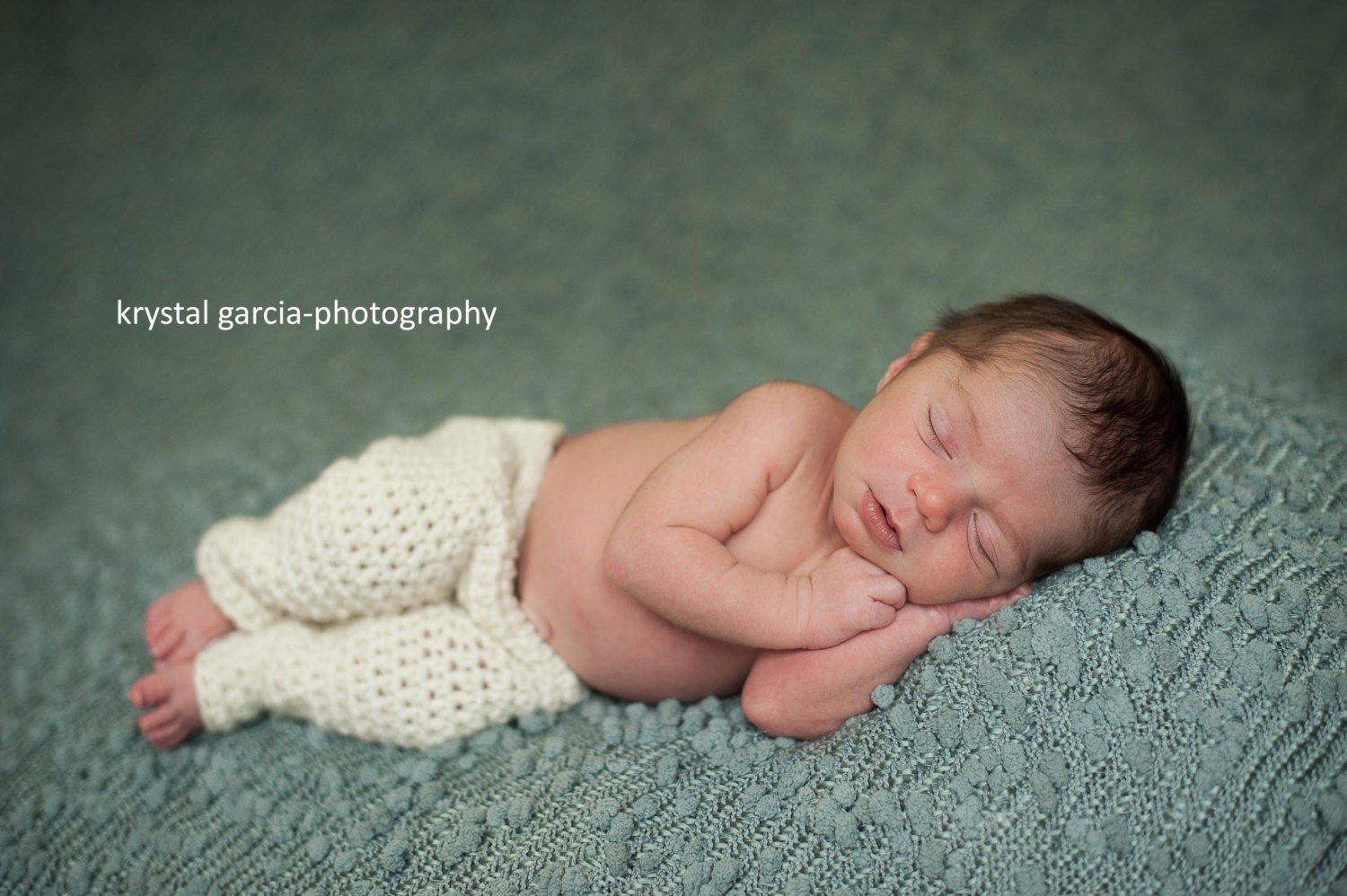 Baby Pants / Newborn Pants/ Photo Prop Pants/ Creme Crocheted Baby Pants / leather tie / Newborn photo props
